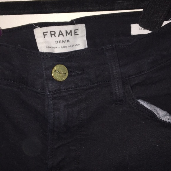 Black Ripped Frame Denim Jeans - Picture 2 of 4
